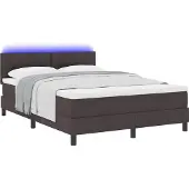 vidaXL Boxspring bed met hoofdeinde Donkerbruin 140 x 200 cm Stof