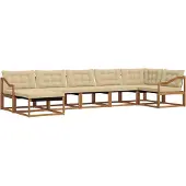 vidaXL Buiten bank set 7 st Natuurlijk en Beige Massief Acacia Hout
