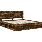 vidaXL Bedframe Rook Eiken 180 x 200 cm Massief grenenhout