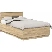 vidaXL Bedframe met hoofdeinde Sonoma Eiken 120 x 200 cm Bewerkt hout