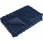 vidaXL - Antislip - deken - van - imitatie - konijnenbont - Olite - Marine - Blauw