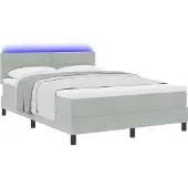 vidaXL LED Box Spring Bed Lichtgrijs 160 x 200 cm Fluweel