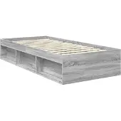 vidaXL Bedframe, grijze Sonoma kleur, 90 x 200 cm, massief grenenhout