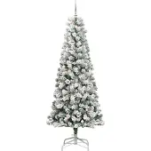 vidaXL Kunstmatige Hinged Kerstboom 300 LED's Groen en Wit 210 cm