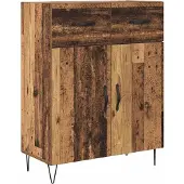 vidaXL Highboard 2 st Oudhout 69,5 x 34 x 180 cm Bewerkt hout