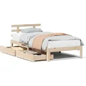 vidaXL Bedframe met lades 100x200 cm massief grenenhout