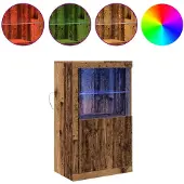 vidaXL - LED - Dressoir - 60,5 - x - 37 - x - 100 - cm - Bewerkt - hout - Oudhout