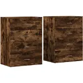 vidaXL Dressoirs 2 st 60x39x80 cm bewerkt hout gerookt eikenkleurig
