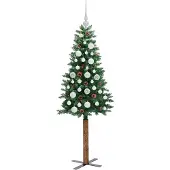 vidaXL Slanke Kerstboom Groen 150 cm PVC en massief dennenhout
