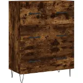 vidaXL Hoge kast 69,5x34x180 cm bewerkt hout gerookt eikenkleurig