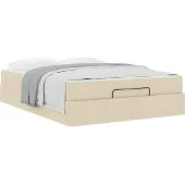 vidaXL Bedframe met matras 2 st Crème Stof