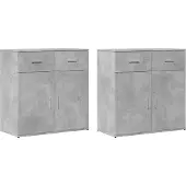 vidaXL Dressoirs 2 st 79x38x80 cm bewerkt hout betongrijs