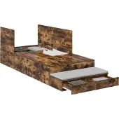 vidaXL Opbergbedframe met lade Rook Eiken 90 cm Bewerkt hout