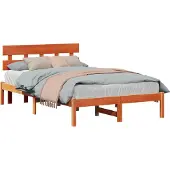 vidaXL Bedframe met hoofdeinde Bruin 140 x 190 cm Massief grenenhout