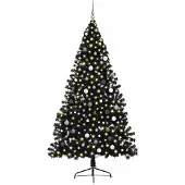 vidaXL Kunststof Voorverlichte Kerstboom met 150 LED Zwart 150 cm PVC