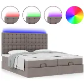 vidaXL Ottoman bed met matrassen en LED's 160x200cm stof taupe