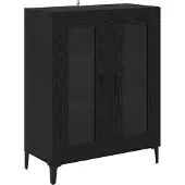 vidaXL Highboard Zwart Eiken 69,5 x 34 x 180 cm Bewerkt hout