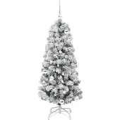 vidaXL Kunstmatige Hinged Kerstboom 150 LED's Groen en Wit 150 cm