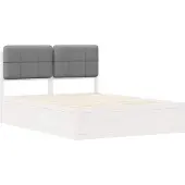 vidaXL Bedframe met gestoffeerde hoofdbord, lichtgrijs, 135 x 190 cm