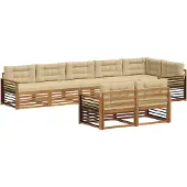 vidaXL Buiten bank set met kussen 8 pcs Natuurlijk en Beige
