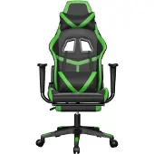 vidaXL Gamestoel met voetensteun kunstleer zwart en groen