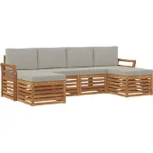 vidaXL Buiten bank set 6 st Natuurlijk en Licht Grijs