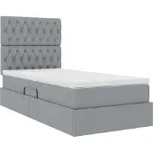 vidaXL LED opbergbed met matras Lichtgrijs 90 x 200 cm Stof