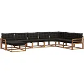 vidaXL Buiten bank set 8 st Natuurlijk en zwart Massief Acacia Hout