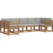 vidaXL Buiten bank set 7 st Naturel en lichtgrijs
