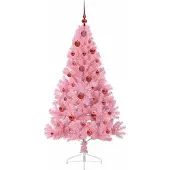 vidaXL Kunststof Voorverlichte Kerstboom met 150 LED Roze 150 cm PVC