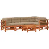 vidaXL Tuin loungeset 6 pcs Wasbruin Massief grenenhout