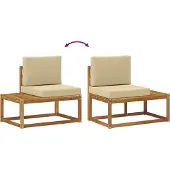 vidaXL Buiten bank set met kussen 5 Stuk Natuurlijk en Beige