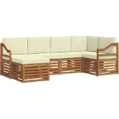 vidaXL Buiten bank set 6 st Natuurlijk en Crème Polyester