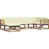 vidaXL Buiten bank set 6 st Natuurlijk en Crème Massief Acacia Hout