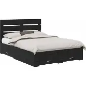 vidaXL Bedframe Zwart Eiken Bewerkt hout