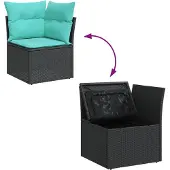 vidaXL 8-delige Loungeset met kussens poly rattan zwart