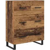 vidaXL Highboard 2 st Oudhout 69,5 x 34 x 180 cm Bewerkt hout en glas