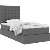 vidaXL Opslag bed met matras met opslag Donkergrijs 90 x 200 cm Stof