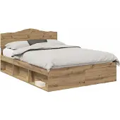 vidaXL Bedframe Ambachtelijk eiken 140 x 190 cm Massief grenenhout