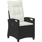 vidaXL Ligstoel voor Tuin Zwart en Crème 56 x 60 x 112 cm poly rattan