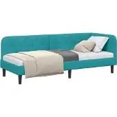 vidaXL Hoek Bed Frame Turquoise 80 x 200 cm Fluweel