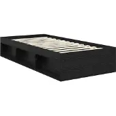 vidaXL Bedframe met hoofdeinde Zwart 75 x 190 cm Massief grenenhout
