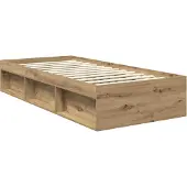 vidaXL Bedframe Ambachtelijk eiken 90 x 190 cm Massief grenenhout