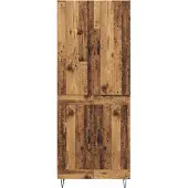 vidaXL Highboard 2 st Oudhout 69,5 x 34 x 180 cm Bewerkt hout