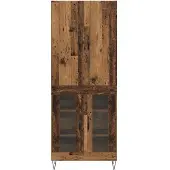 vidaXL Highboard 2 st Oudhout 69,5 x 34 x 180 cm Bewerkt hout