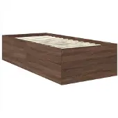 vidaXL Bedframe met hoofdeinde Bruin Eiken 75 x 190 cm Bewerkt hout