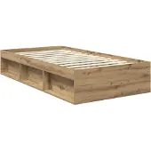 vidaXL Bedframe Ambachtelijk Eiken 100 x 200 cm Bewerkt hout