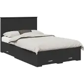 vidaXL Bedframe met lade met opslag Zwart 135 x 190 cm Bewerkt hout