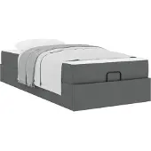 vidaXL Bedframe met matras 2 st Dim Grijs Stof