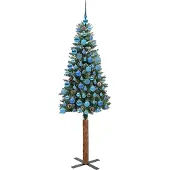 vidaXL Slanke Kerstboom Groen 180 cm PVC en massief dennenhout